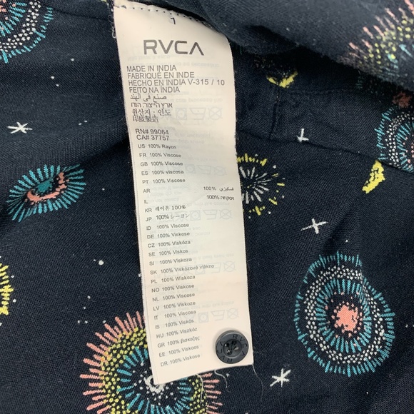 RVCA Lotus Black Space Print V-Neck Casual… - Picture 13 of 14